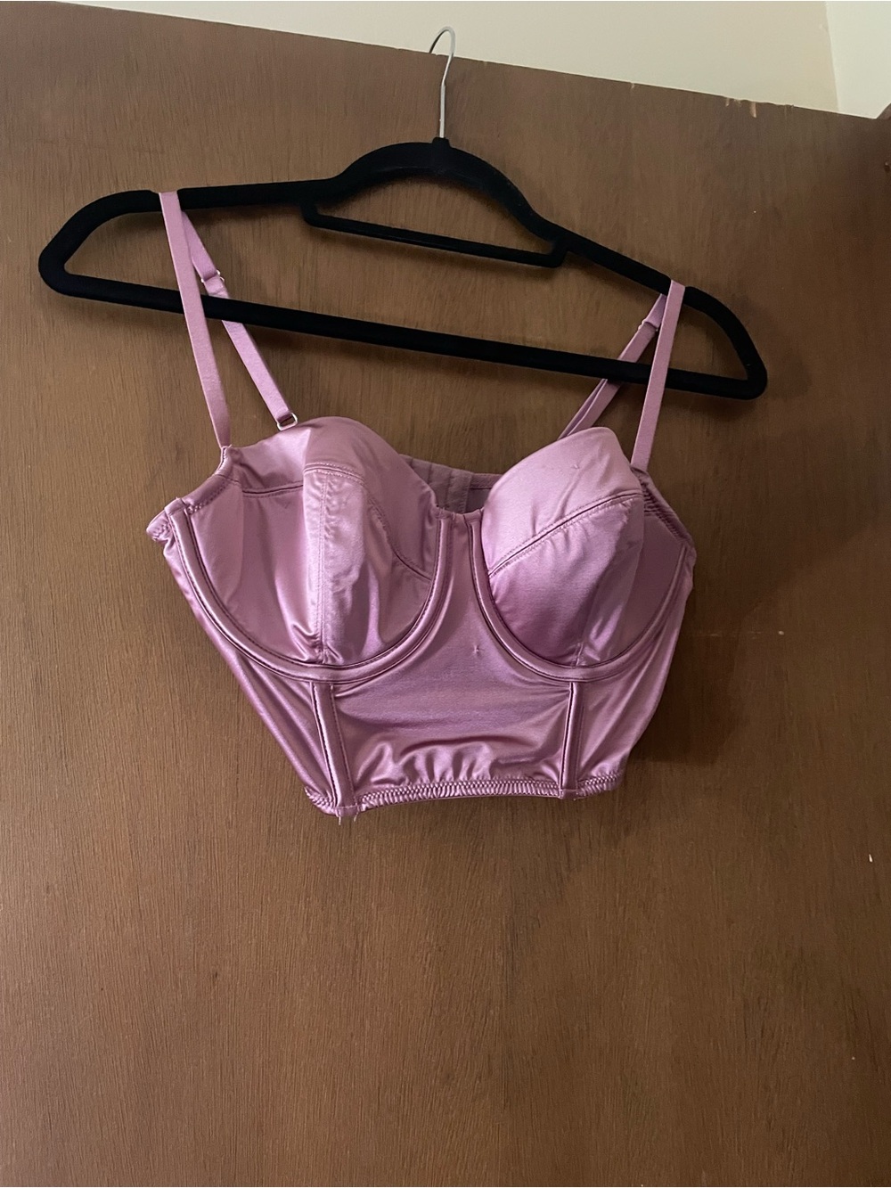 Auden Satin Longline Bustier Crop Top - Light Pink